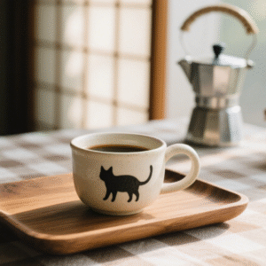 Japanese style kitten ceramic mug
