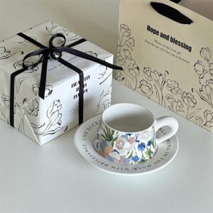 Iris flower ceramic cup and saucer coffee cup
