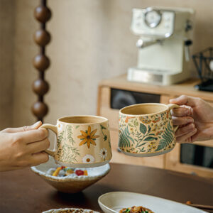 Beautiful handmade mug, vintage-style ceramic coffee cup